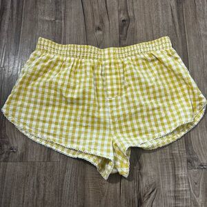 Anthropologie yellow gingham shorts boxer lounge size XS